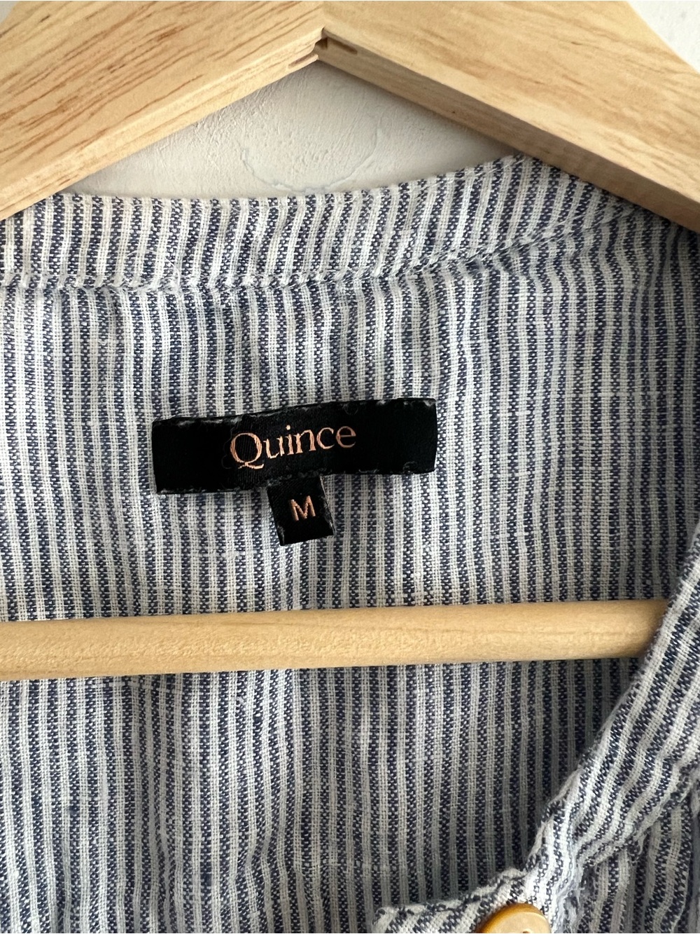 Quince 100% European Linen Sleeveless Swing Dress in blue pinstripe - Picture 4 of 5
